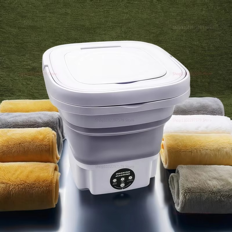 8L Portable Folding Washing Machine Bucket Compact Travel Clothes Socks Underwear Cleaner for Home Camping Outdoor Laundry