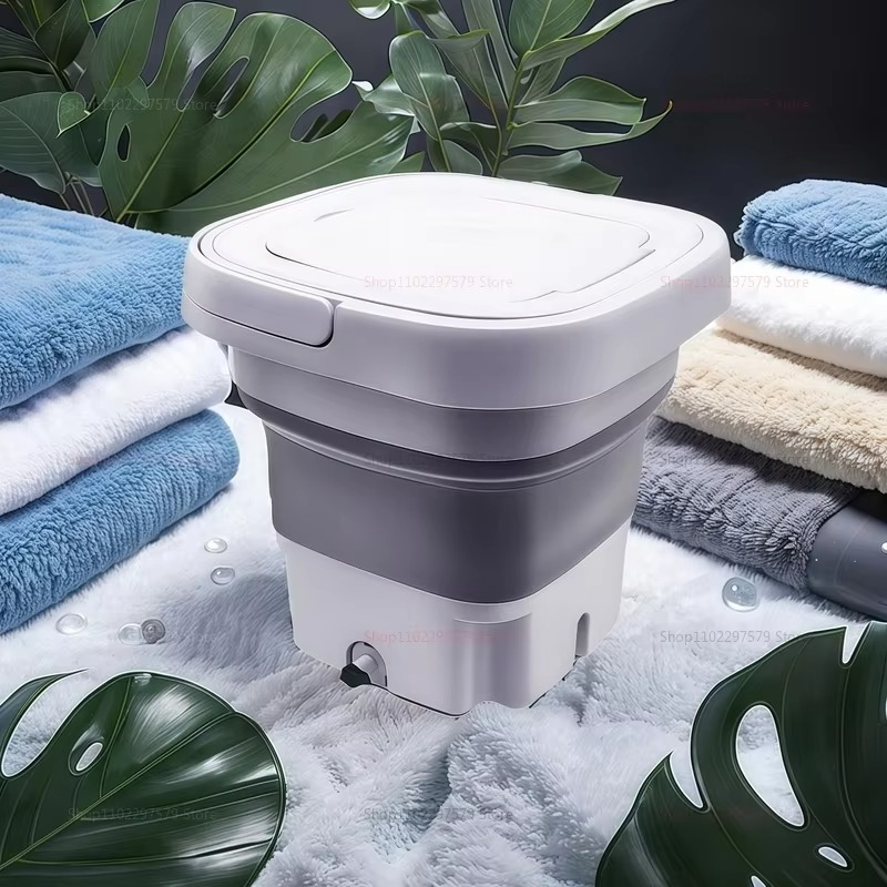8L Portable Folding Washing Machine Bucket Compact Travel Clothes Socks Underwear Cleaner for Home Camping Outdoor Laundry