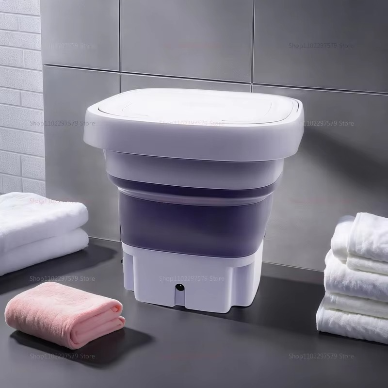 8L Portable Folding Washing Machine Bucket Compact Travel Clothes Socks Underwear Cleaner for Home Camping Outdoor Laundry