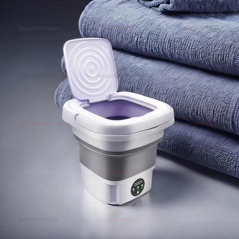 8L Portable Folding Washing Machine Bucket Compact Travel Clothes Socks Underwear Cleaner for Home Camping Outdoor Laundry
