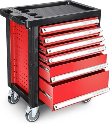 Heavy Duty Lockable Slide Tool 6-Drawers Chest Rolling Tool Cart Cabinet with Keys, 35.4" H X 30.3" W X 18.1" D