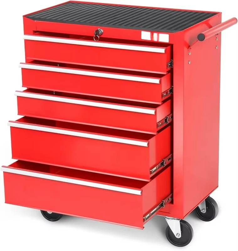 Heavy Duty Lockable Slide Tool 6-Drawers Chest Rolling Tool Cart Cabinet with Keys, 35.4" H X 30.3" W X 18.1" D