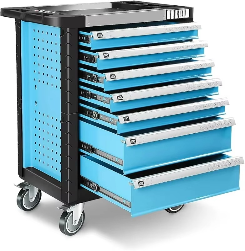 Heavy Duty Lockable Slide Tool 6-Drawers Chest Rolling Tool Cart Cabinet with Keys, 35.4" H X 30.3" W X 18.1" D