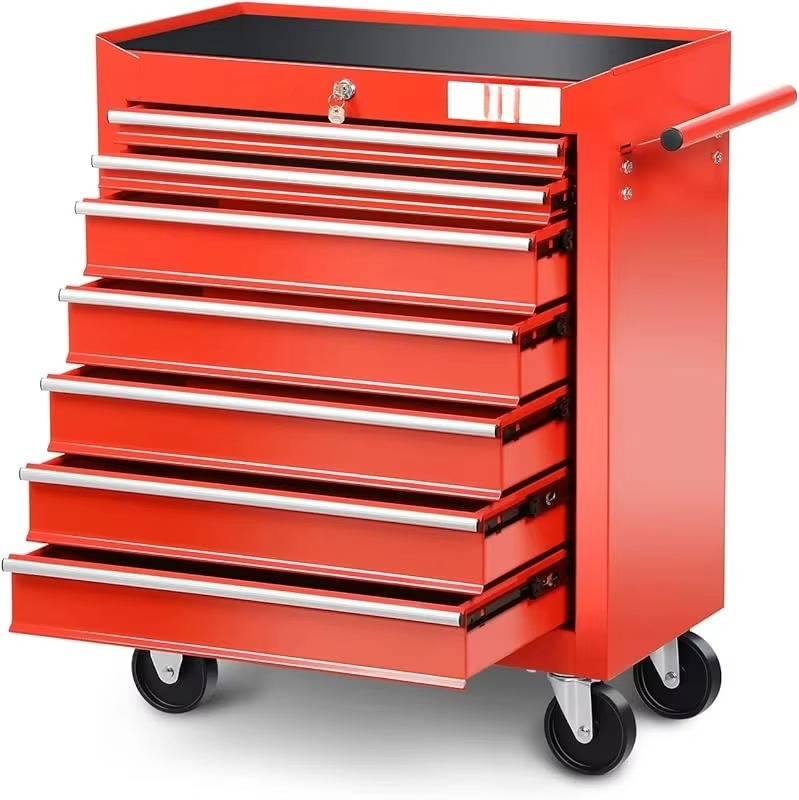 Heavy Duty Lockable Slide Tool 6-Drawers Chest Rolling Tool Cart Cabinet with Keys, 35.4" H X 30.3" W X 18.1" D