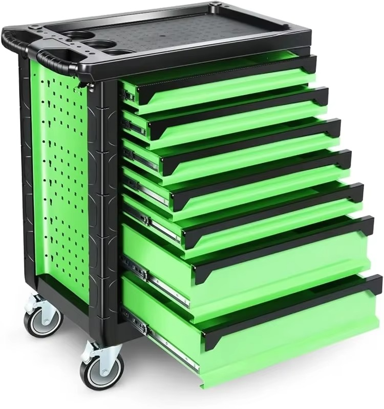 Heavy Duty Lockable Slide Tool 6-Drawers Chest Rolling Tool Cart Cabinet with Keys, 35.4" H X 30.3" W X 18.1" D
