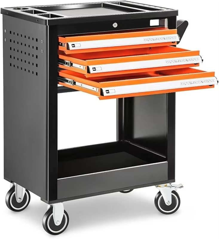 Heavy Duty Lockable Slide Tool 6-Drawers Chest Rolling Tool Cart Cabinet with Keys, 35.4" H X 30.3" W X 18.1" D