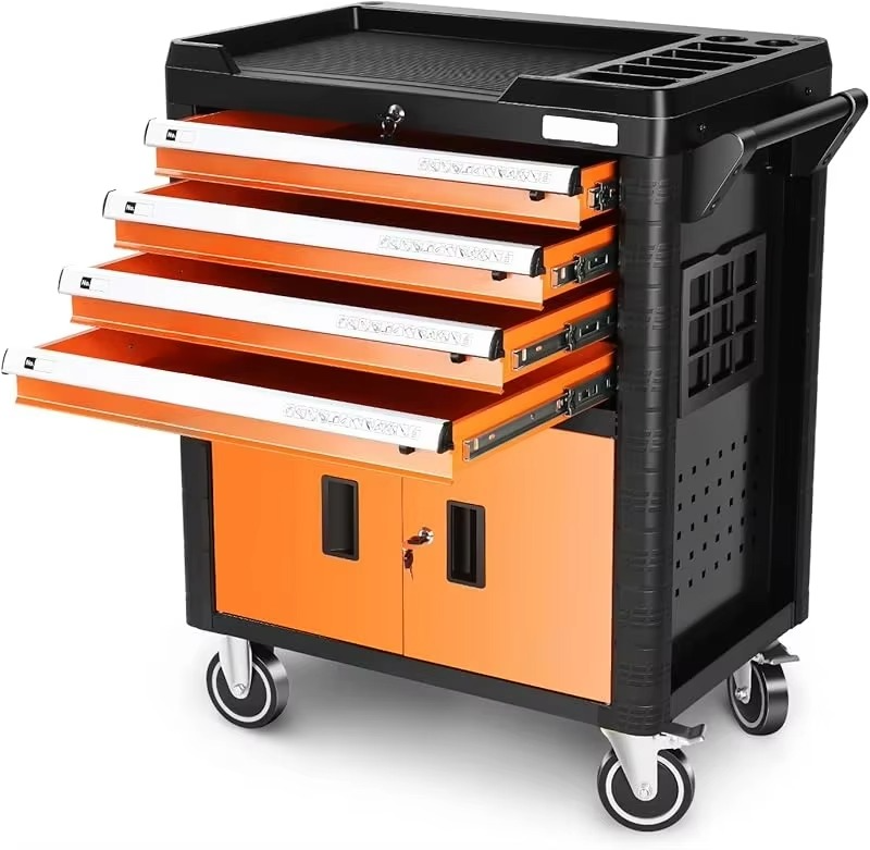 Heavy Duty Lockable Slide Tool 6-Drawers Chest Rolling Tool Cart Cabinet with Keys, 35.4" H X 30.3" W X 18.1" D