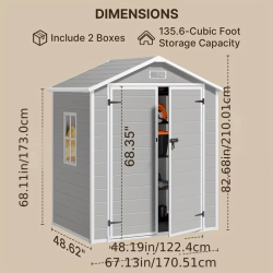Plastic Outdoor Storage Shed，All-Weather Reinforced Flooring，Lockable Door，For garden use、Backyard、Terrace、Lawn