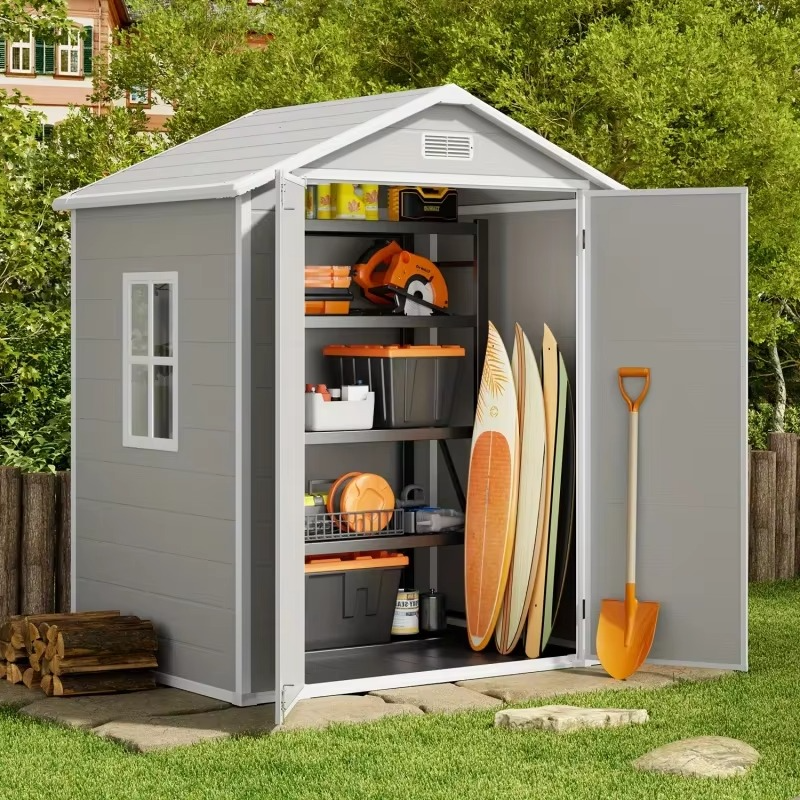 Plastic Outdoor Storage Shed,All-Weather Reinforced Flooring,Lockable Door,For garden use、Backyard、Terrace、Lawn