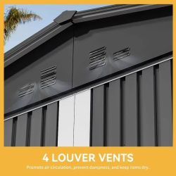 10x8FT Large Metal Outdoor Storage Shed, Lockable Doors & Air Vent For Backyard Patio Lawn To Store Bikes