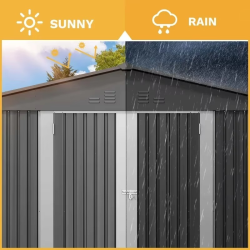 10x8FT Large Metal Outdoor Storage Shed, Lockable Doors & Air Vent For Backyard Patio Lawn To Store Bikes