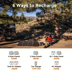 2400W Portable Power Station, 2232Wh Solar Powered Generator w/ 5 AC Outlets (5000W Peak)