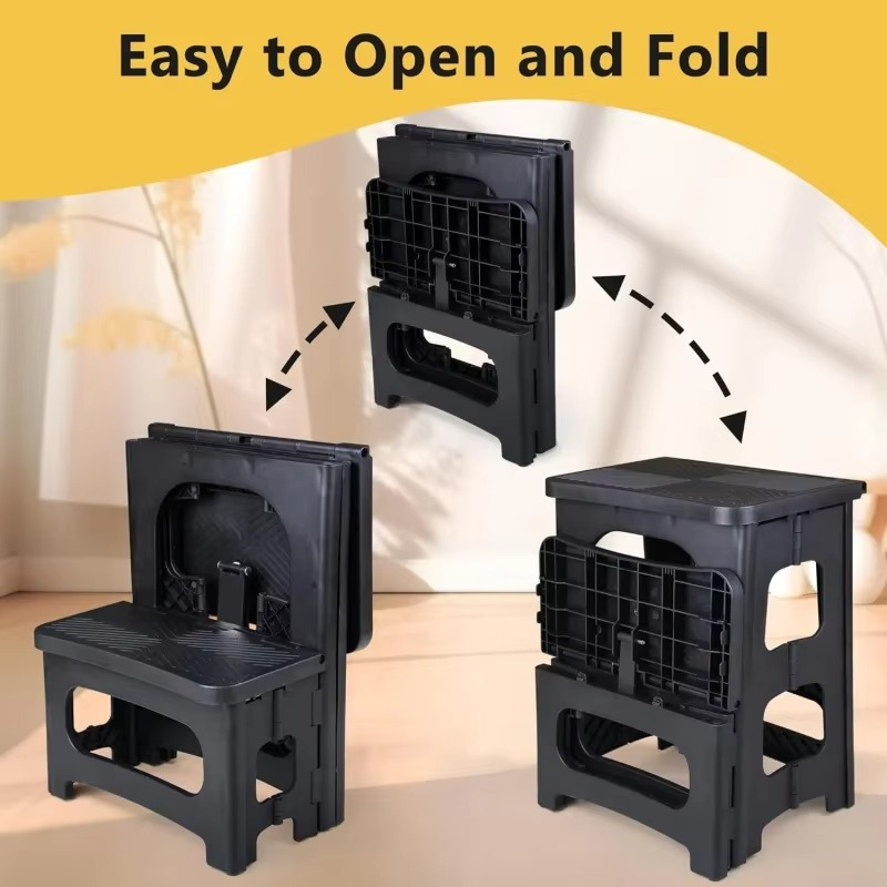 Folding 2 Step Stool, Non-Slip Collapsible Step Stool for Adults and Kids 8" Dual Heights, Holds 250 lbs, Portable Step Stool