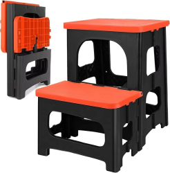 Folding 2 Step Stool, Non-Slip Collapsible Step Stool for Adults and Kids 8" Dual Heights, Holds 250 lbs, Portable Step Stool
