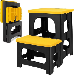 Folding 2 Step Stool, Non-Slip Collapsible Step Stool for Adults and Kids 8" Dual Heights, Holds 250 lbs, Portable Step Stool