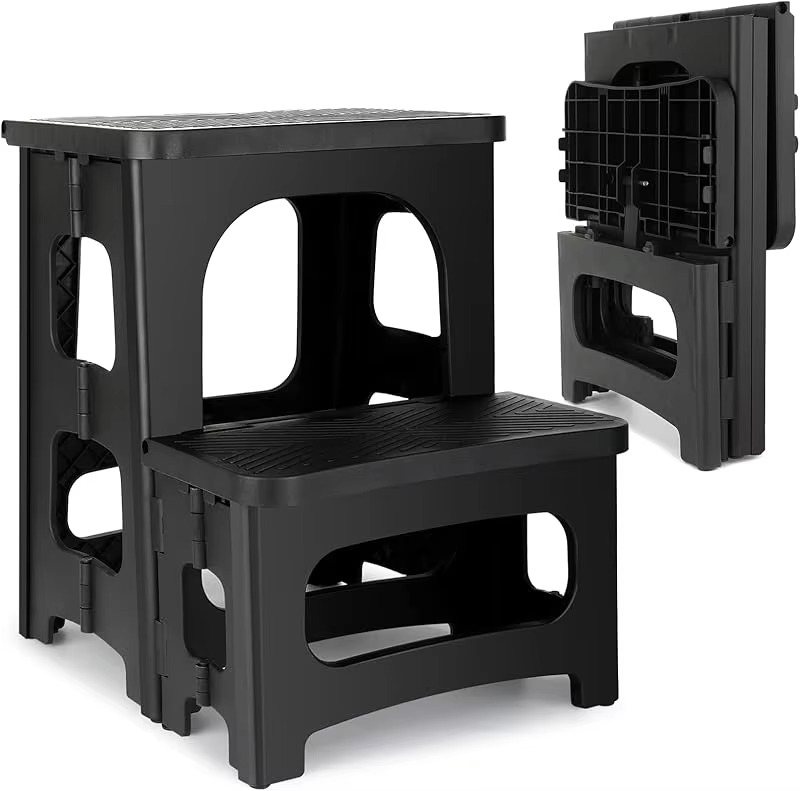 Folding 2 Step Stool, Non-Slip Collapsible Step Stool for Adults and Kids 8" Dual Heights, Holds 250 lbs, Portable Step Stool