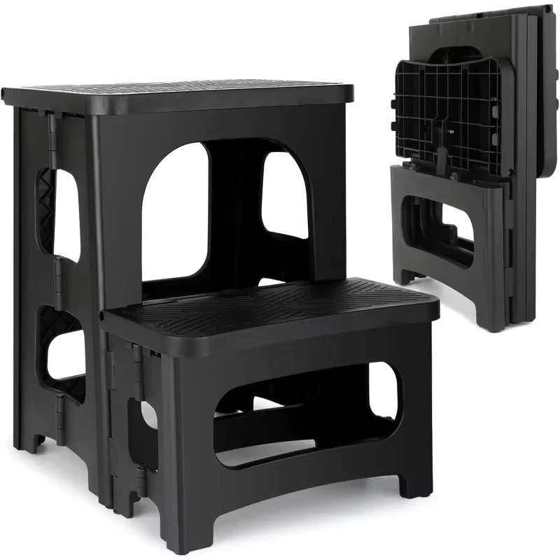 Folding 2 Step Stool, Non-Slip Collapsible Step Stool for Adults and Kids 8" Dual Heights, Holds 250 lbs, Portable Step Stool