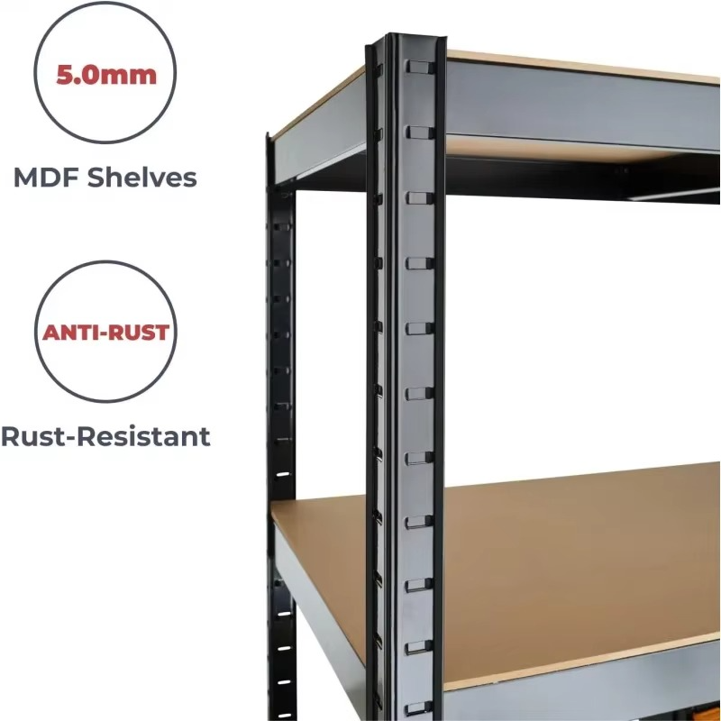Garage Shelving Units - 71" H x 47" L x 18" - Heavy Duty Racking - Shelves for Storage - Black - 5 Tier - Workshop, Shed, Office