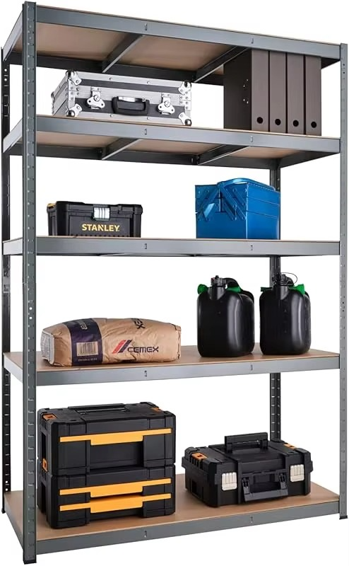 Garage Shelving Units - 71" H x 47" L x 18" - Heavy Duty Racking - Shelves for Storage - Black - 5 Tier - Workshop, Shed, Office