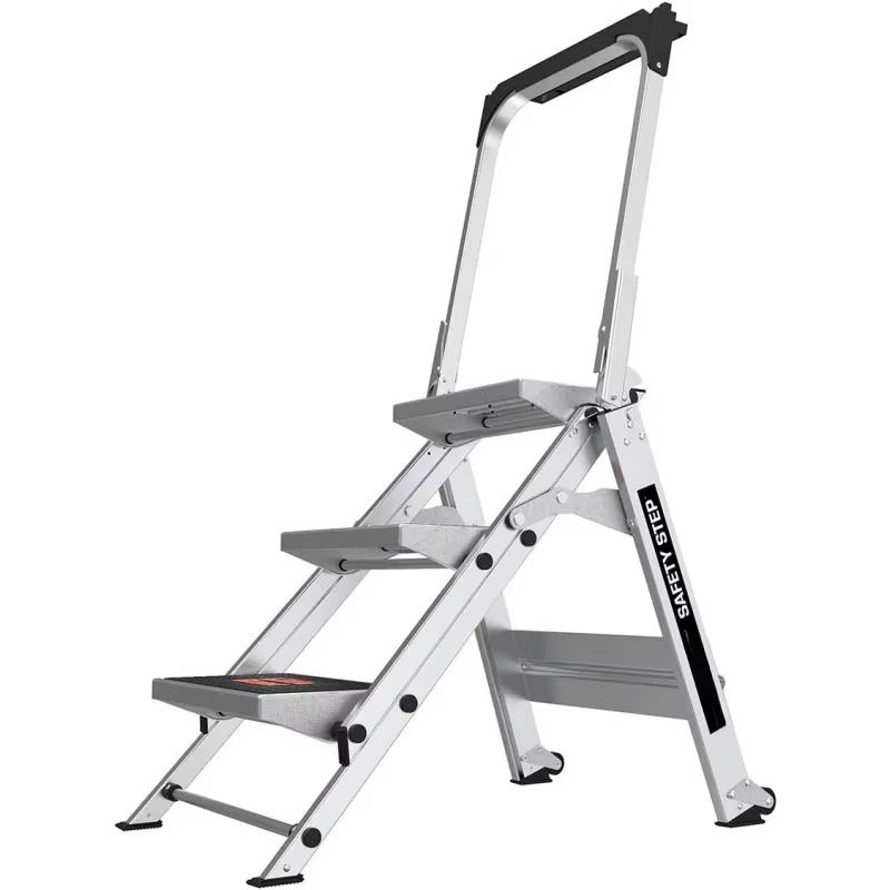 Ladders, Safety Step, 3-Step, 3 Foot, Step Stool, Aluminum, Type 1A, 300 lbs Weight Rating