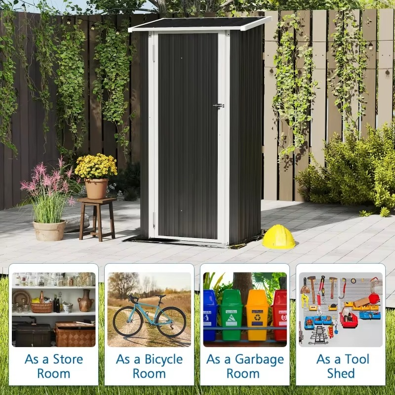 3'x2' Outdoor Metal Storage Shed with Lockable Doors, Durable Steel Tool Shed for Garden, Patio, Backyard, and Lawn - Waterproof