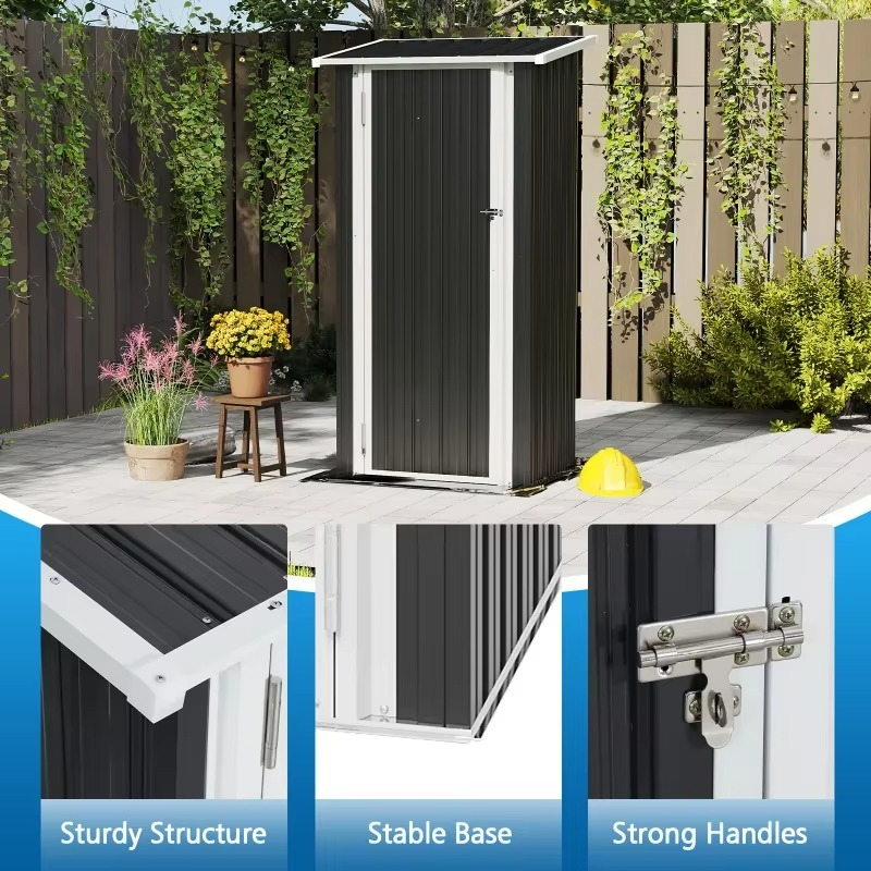 3'x2' Outdoor Metal Storage Shed with Lockable Doors, Durable Steel Tool Shed for Garden, Patio, Backyard, and Lawn - Waterproof