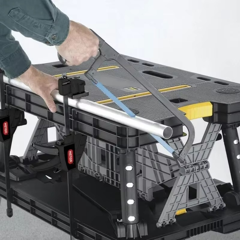 Folding Work Table, Portable Workbench w/ 12" Clamps for Garage/Wood Shop