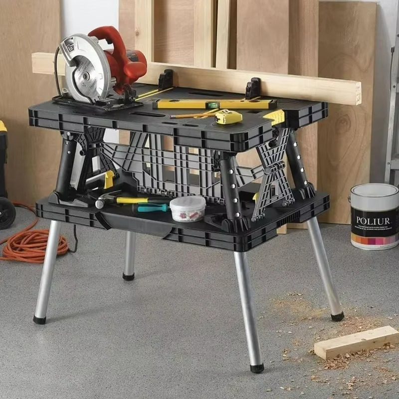 Folding Work Table, Portable Workbench w/ 12" Clamps for Garage/Wood Shop