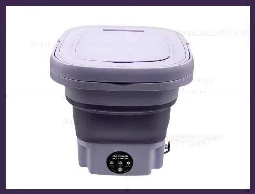 8L Portable Foldable Mini Washing Machine for Socks Underwear Adjustable Spin Dryer Compact Household Travel Laundry Machine