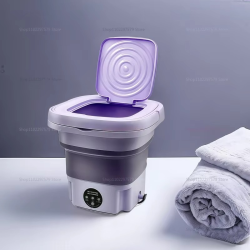 8L Portable Foldable Mini Washing Machine for Socks Underwear Adjustable Spin Dryer Compact Household Travel Laundry Machine