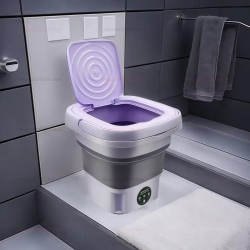 8L Portable Foldable Mini Washing Machine for Socks Underwear Adjustable Spin Dryer Compact Household Travel Laundry Machine