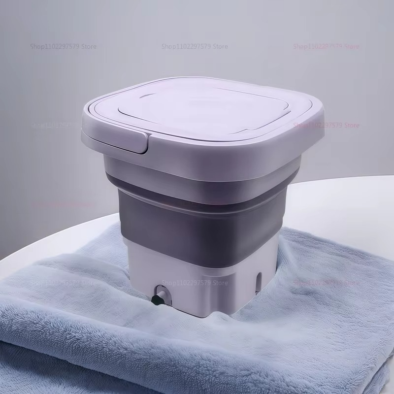 8L Portable Foldable Mini Washing Machine for Socks Underwear Adjustable Spin Dryer Compact Household Travel Laundry Machine