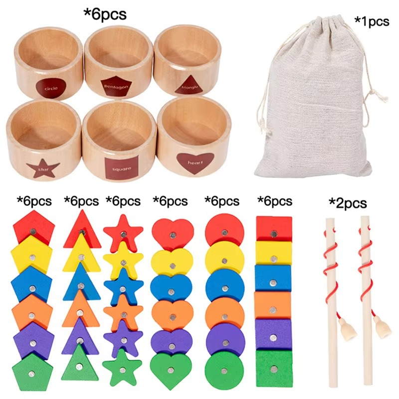 Wooden Montessori Educational Toys for Babies 3 Years Cognitive Development Learning Counting Fine Motor Skills Growth Games