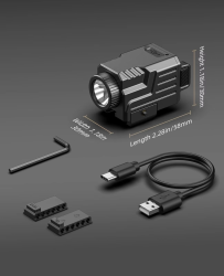 EZshoot Tactical Flashlight 800 Lumens Compact Pistol Light Rechargeable Compatible with Picatinny and GL Rails Strobe Mode