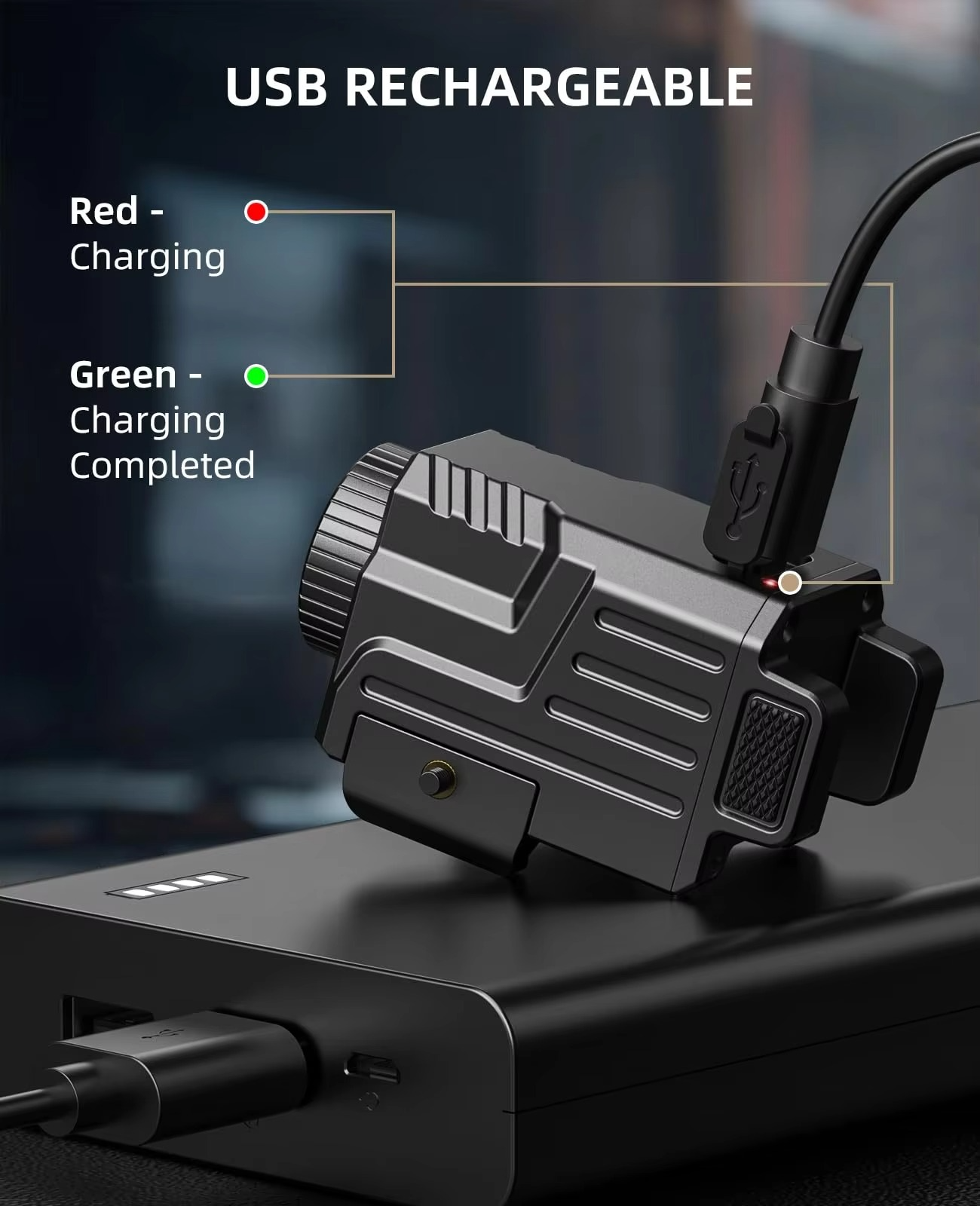 EZshoot Tactical Flashlight 800 Lumens Compact Pistol Light Rechargeable Compatible with Picatinny and GL Rails Strobe Mode