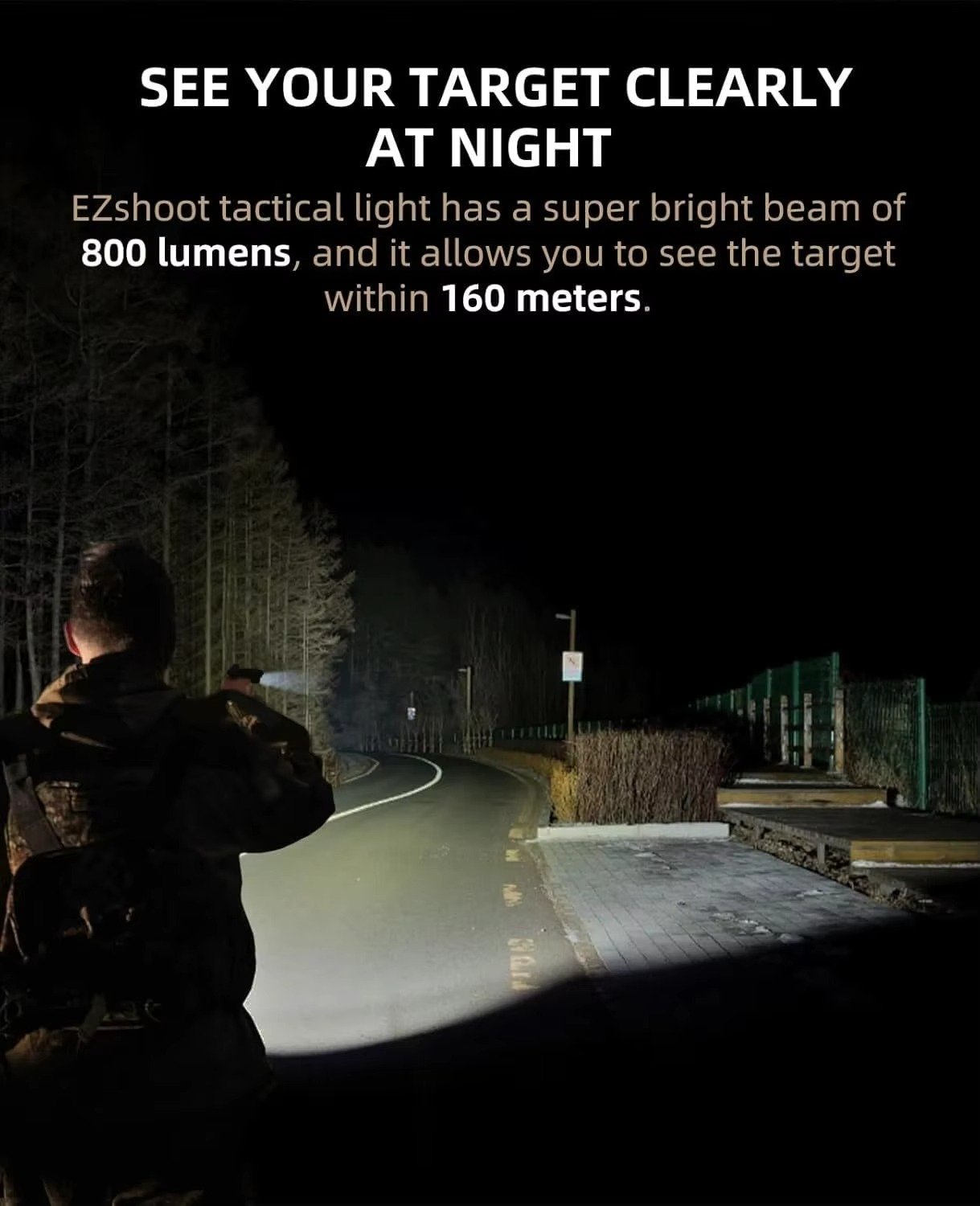 EZshoot Tactical Flashlight 800 Lumens Compact Pistol Light Rechargeable Compatible with Picatinny and GL Rails Strobe Mode