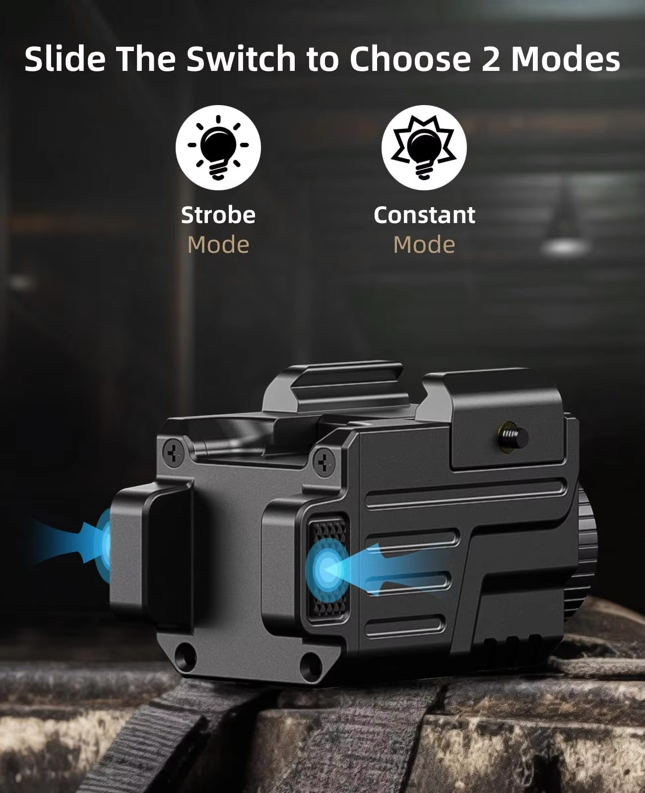 EZshoot Tactical Flashlight 800 Lumens Compact Pistol Light Rechargeable Compatible with Picatinny and GL Rails Strobe Mode