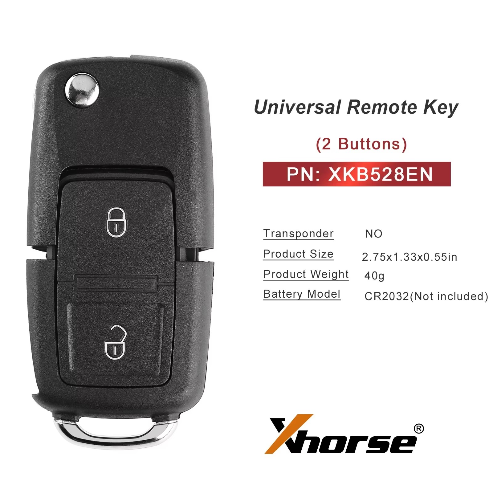5Piece XHORSE XKB528EN B5 Style 2 Buttons 2nd Generation Remote Key Replace XKB508EN for VVDI VVDI2 Porgrammer English Version