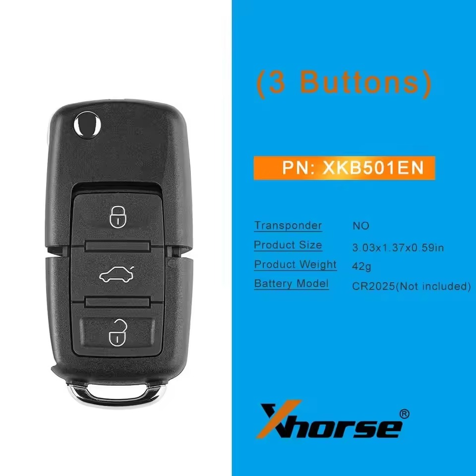 2-5pcs/lot XHORSE XKB501EN Wire Remote Key 3 Buttons For Volkswagen B5 Type English XKB501EN Key