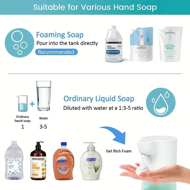 350/600ML Automatic Inductive Soap Dispenser Foam Washing Bathroom Hand Machine Soap Dispenser Alcohol Spray Dispenser Washing