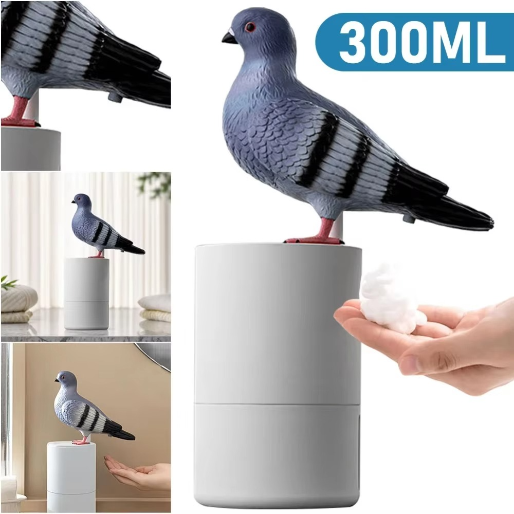 Automatic Soap Dispenser Cute Pigeon Touchless Foaming Soap Dispenser 300ml Electric Foam Soap Dispenser for Bathroom Kitchen