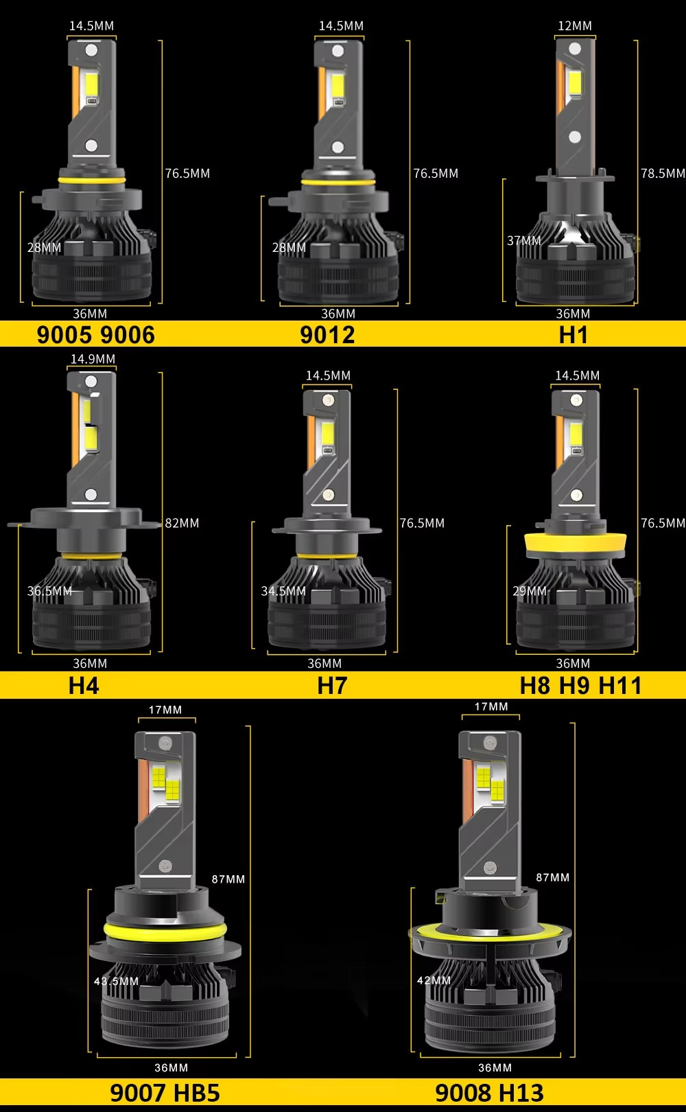 BMTxms 2PCS Q7 6000K Canubus For BMW M3 E36 E46 E90 E91 E92 E93 1995-2017 Error Free H4 H7 H8 H9 H11 LED High Low Beam Headlight