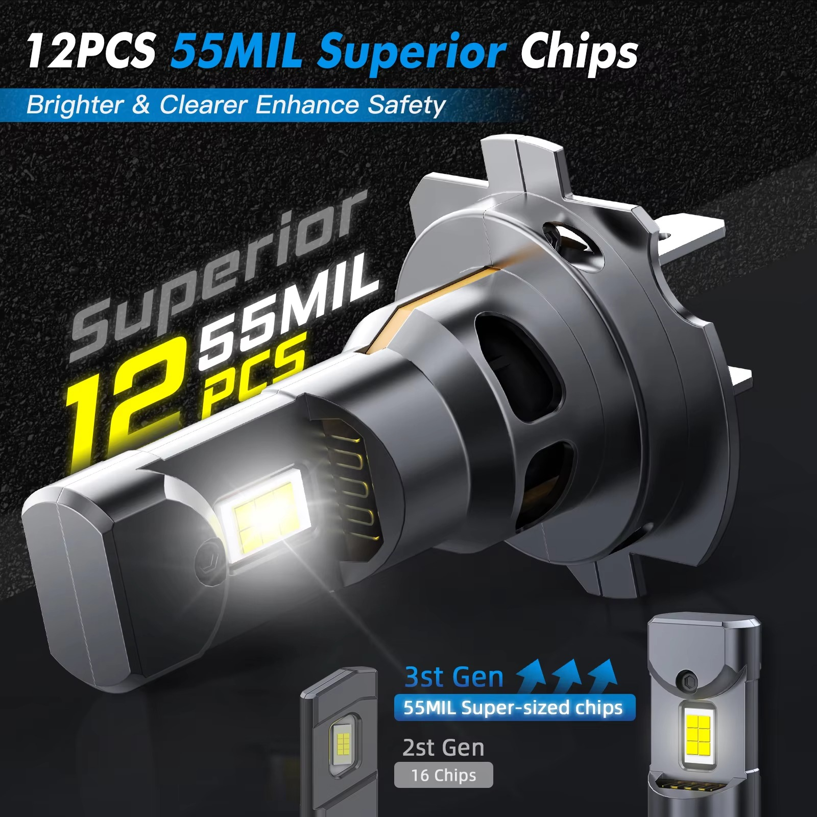 BEVINSEE H7 LED Headlight Bulbs 70W 12000LM Wireless Turbofan H4 H11 H1 CANBUS Mini Auto Diode Lamp HB3 9005 HB4 9006 Fog Lights