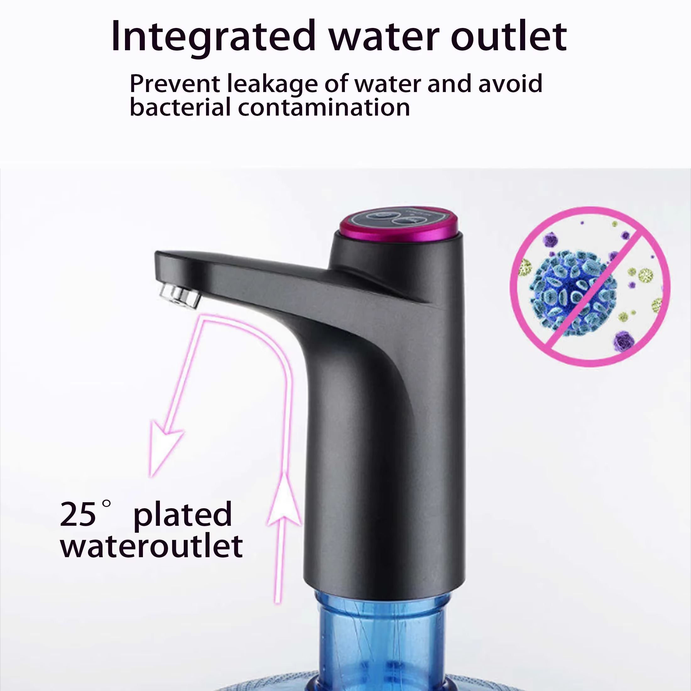 Rechargeable USB Electric Water Pump for Bottled Water,Automatic Water Dispenser with Intelligent Suction forDormitory Use