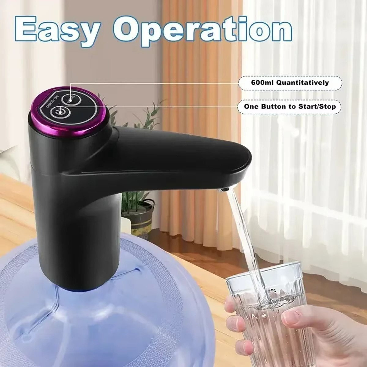 Rechargeable USB Electric Water Pump for Bottled Water,Automatic Water Dispenser with Intelligent Suction forDormitory Use