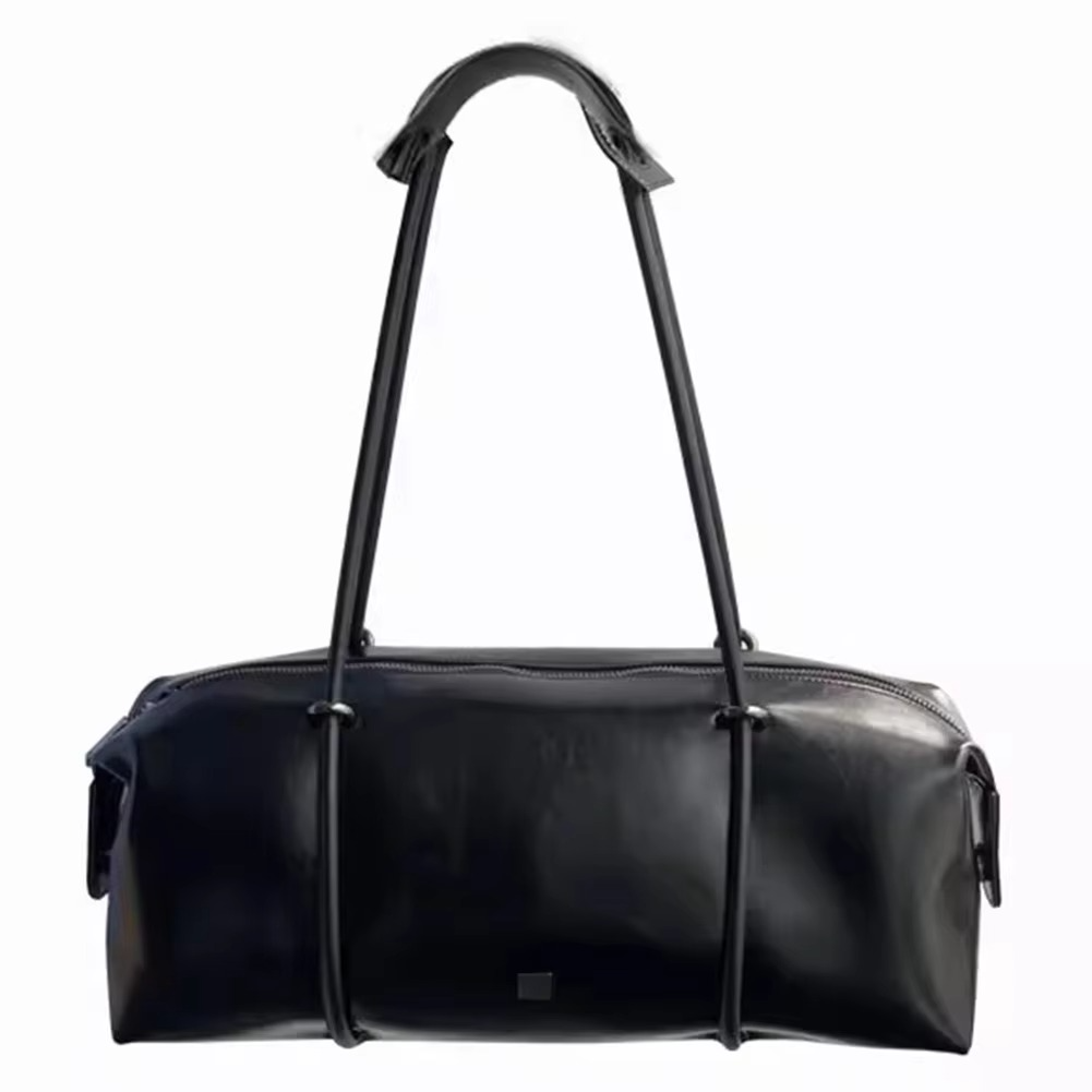 Women Stylish Armpit Bag Large Capacity PU Boston Pillow Bag Casual Clutch Handbag Solid Color Zipper Closure for Outdoor Travel