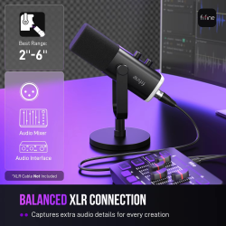 FIFINE USB/XLR Dynamic Microphone with RGB Control/Headphone jack/Mute,MIC for PC Gaming Recording Streaming AmpliGame-AM8