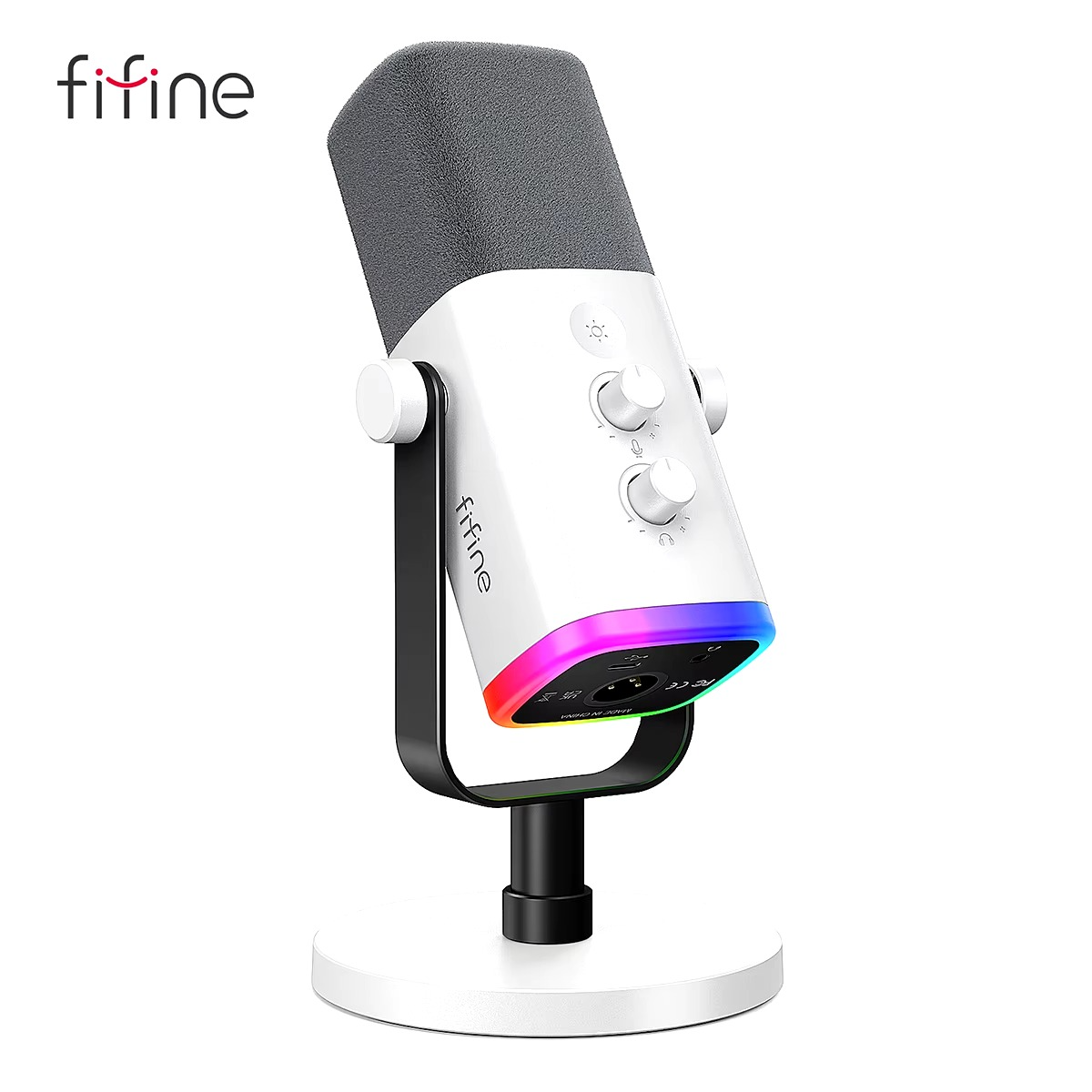 FIFINE USB/XLR Dynamic Microphone with RGB Control/Headphone jack/Mute,MIC for PC Gaming Recording Streaming AmpliGame-AM8
