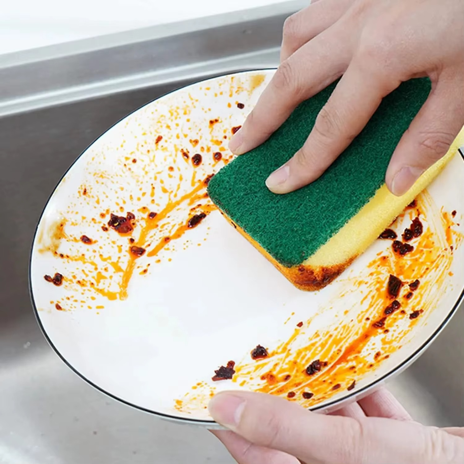Double sided magic sponge for motorcycles, pots, and kitchens - heavy-duty grease cleaning sponge