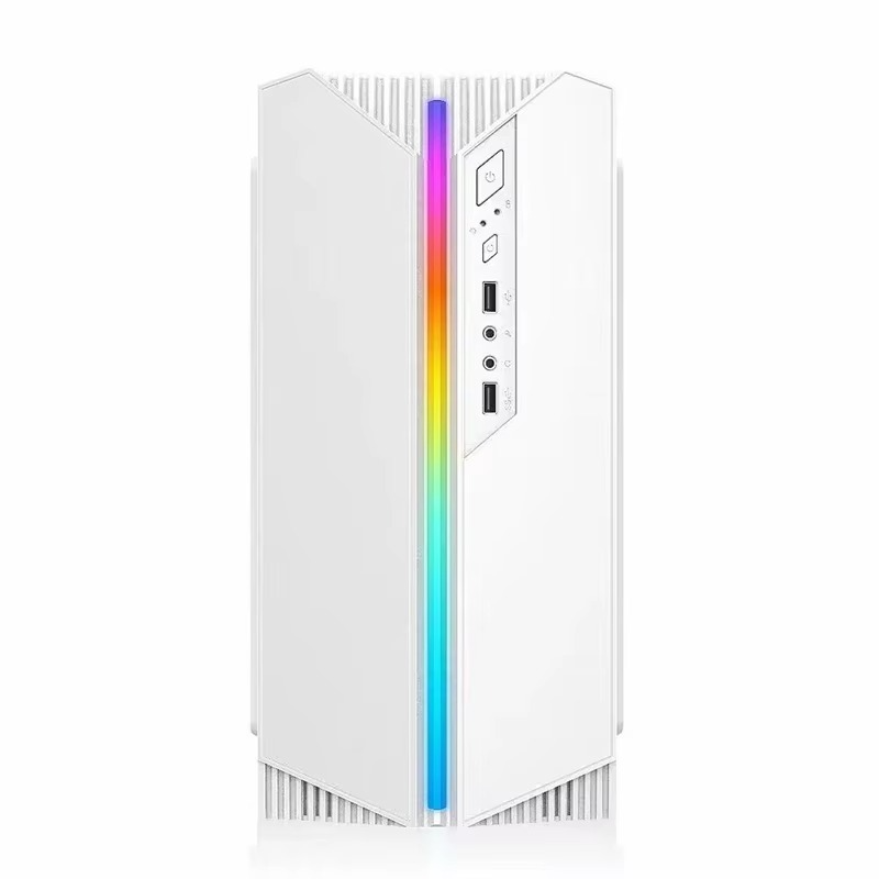 Acrylic Computer Tower with 230mm Graphic Card Slot, M-ATX/ITX Motherboard Support, SSD Compatibility, and RGB LEDs